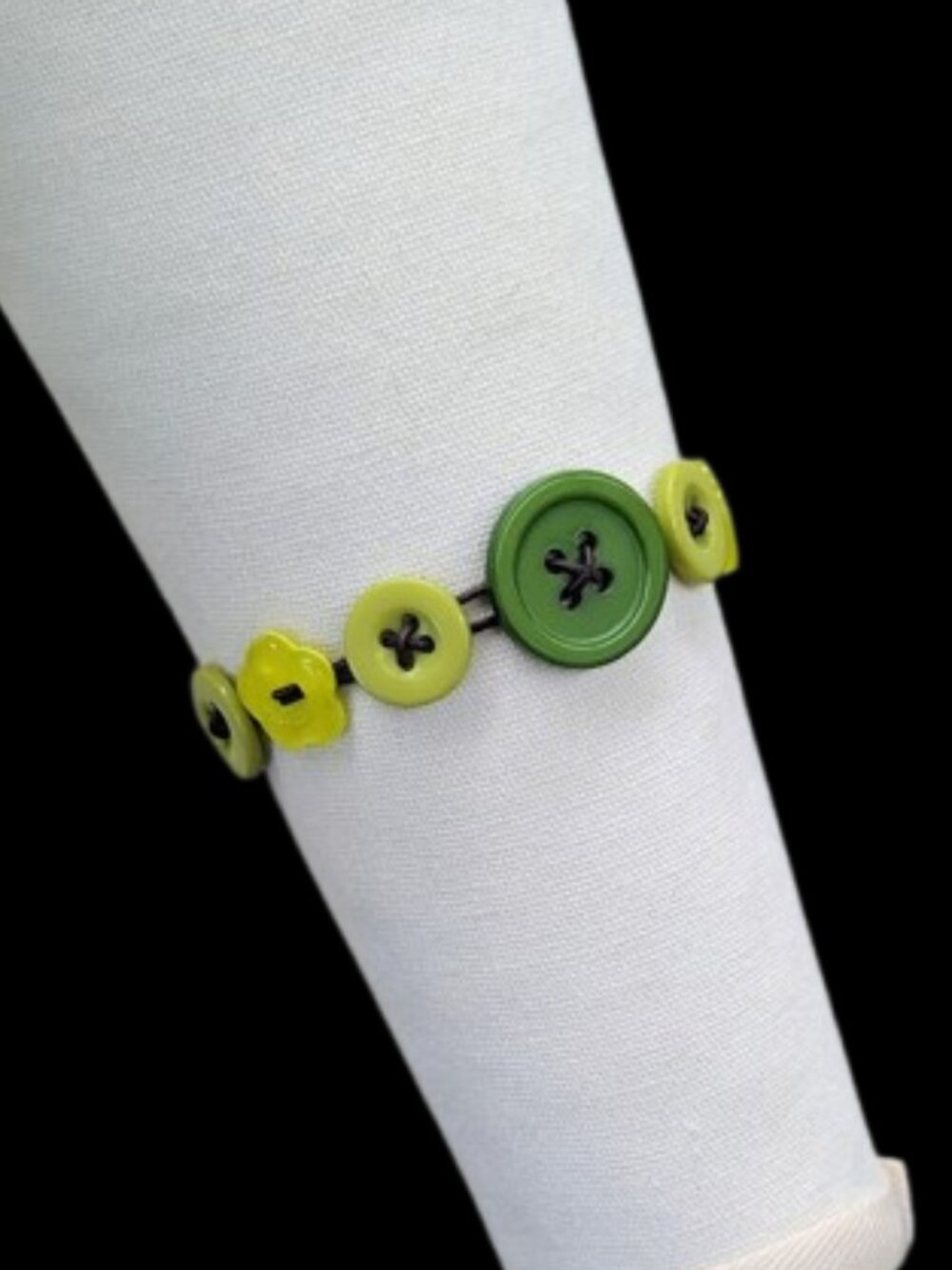 Green Button Necklace- Twee Flower Button Bracelet